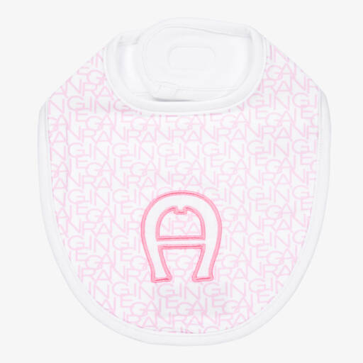 AIGNER-Girls Pink Logo Feeding Bib | Childrensalon Outlet