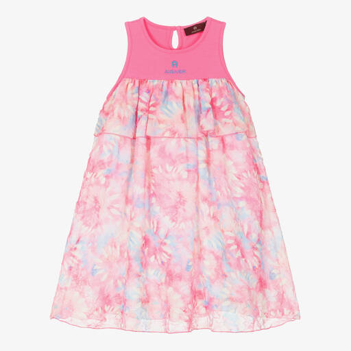 AIGNER-Розовое шифоновое платье без рукавов для девочек | Childrensalon Outlet