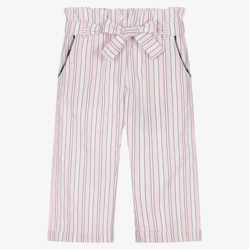 AIGNER-Girls Pink Stripe Cotton Trousers | Childrensalon Outlet