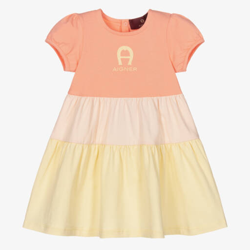 AIGNER-Girls Pink Tiered Cotton Dress | Childrensalon Outlet