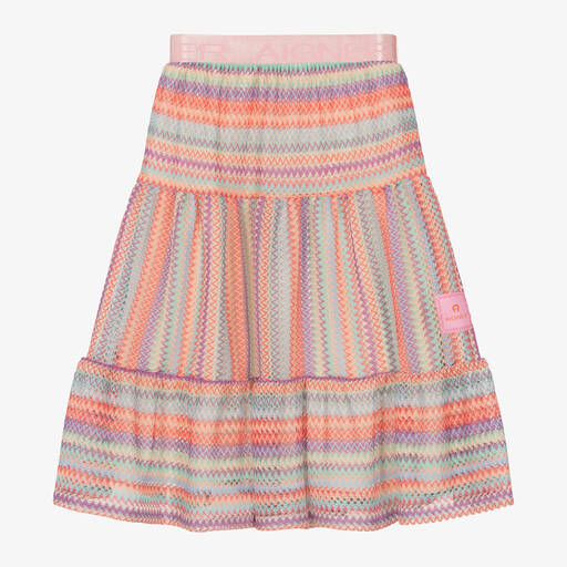 AIGNER-Розовая вязаная крючком юбка с зигзагами | Childrensalon Outlet