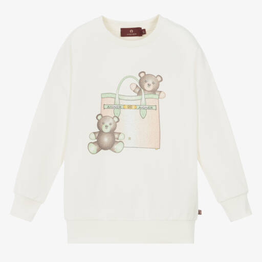 AIGNER-بلوزة عاجية ناعمة للبنات مع تصميم دب | Childrensalon Outlet
