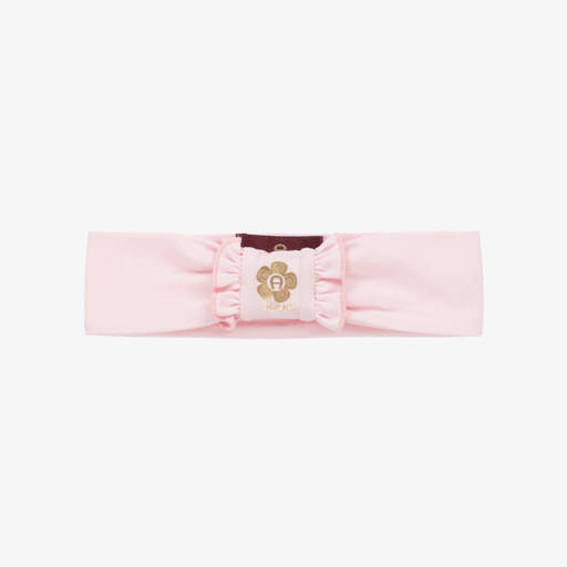 AIGNER-طوق رأس بفيونكة قطن بيما لون زهري للمولودات | Childrensalon Outlet