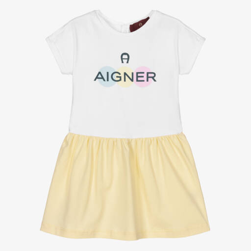 AIGNER-Girls Soft White & Yellow Dress | Childrensalon Outlet