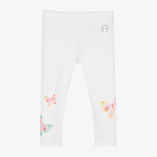 AIGNER-Girls White Cotton Butterfly Leggings | Childrensalon Outlet