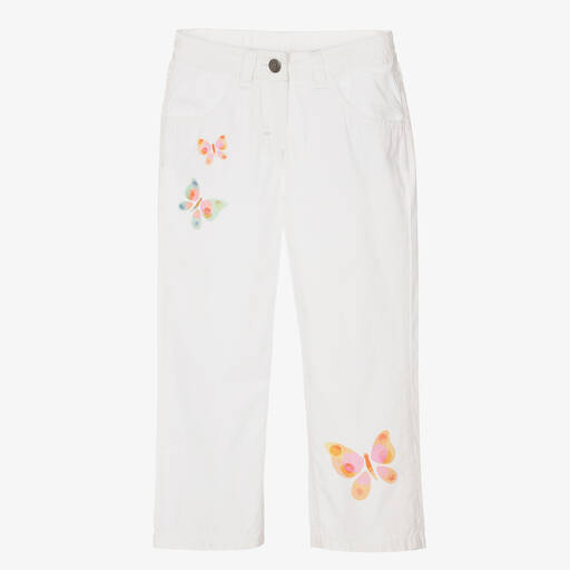 AIGNER-Girls White Cotton Butterfly Trousers | Childrensalon Outlet