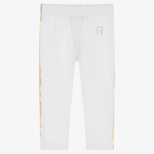 AIGNER-Girls White Cotton Logo Leggings | Childrensalon Outlet