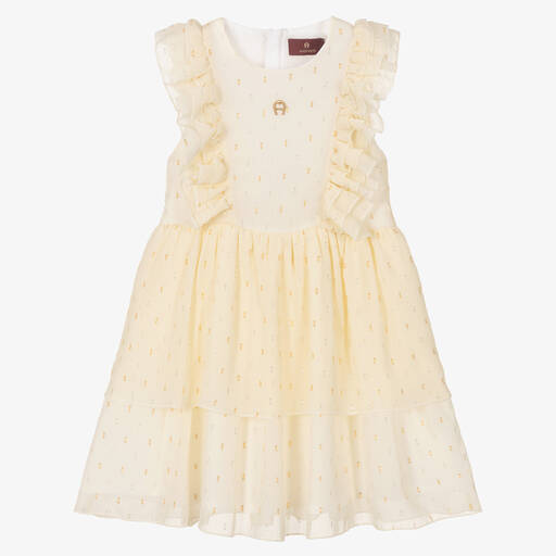 AIGNER-Girls Yellow Chiffon Dress | Childrensalon Outlet