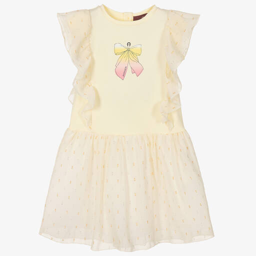 AIGNER-Girls Yellow Cotton & Chiffon Dress | Childrensalon Outlet