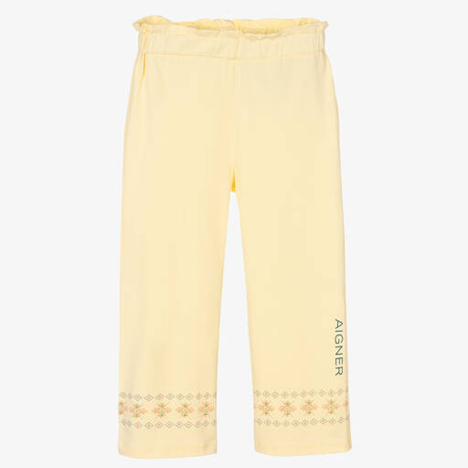 AIGNER-Girls Yellow Cotton Jersey Trousers  | Childrensalon Outlet