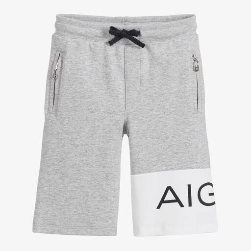 AIGNER-Grey & White Jersey Shorts | Childrensalon Outlet