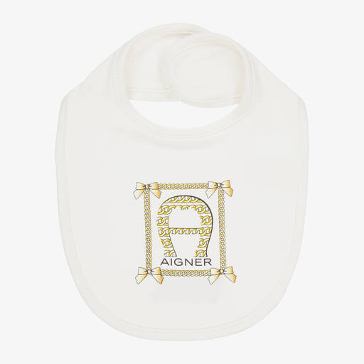 AIGNER-Ivory Pima Cotton Baby Bib | Childrensalon Outlet