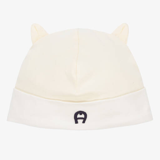 AIGNER-Bonnet ivoire en coton Pima bébé | Childrensalon Outlet