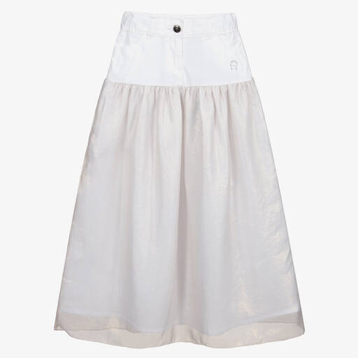 AIGNER-Long White & Gold Skirt | Childrensalon Outlet