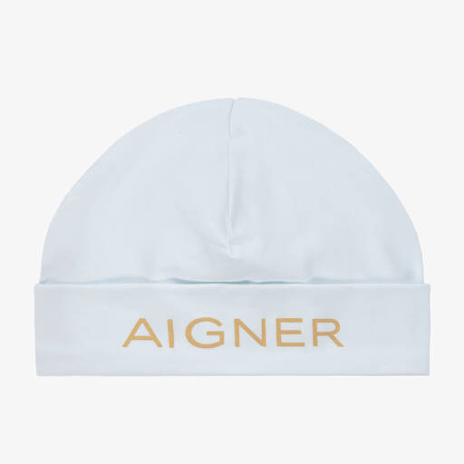 AIGNER-Pale Blue Pima Cotton Baby Hat | Childrensalon Outlet