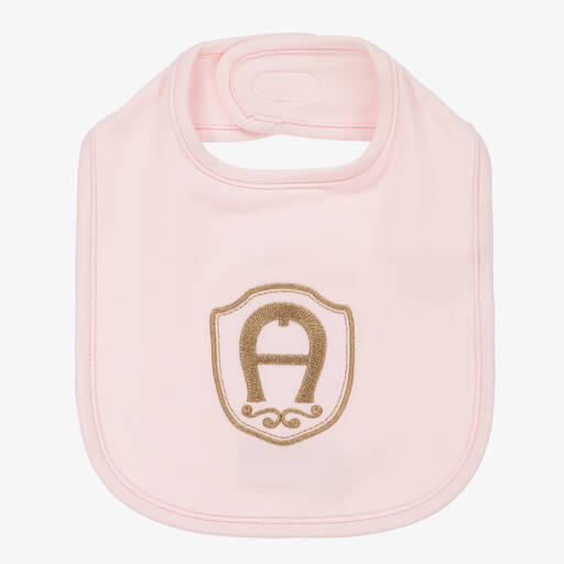 AIGNER-Pink Pima Cotton Baby Bib | Childrensalon Outlet