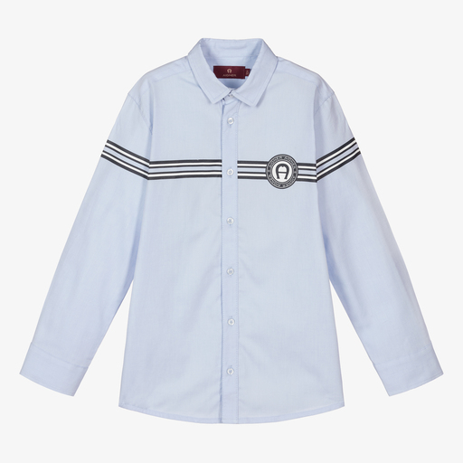 AIGNER-قميص تينز ولادي قطن أوكسفورد لون أزرق | Childrensalon Outlet