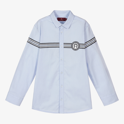 AIGNER-Голубая рубашка из хлопка оксфорд для подростков | Childrensalon Outlet