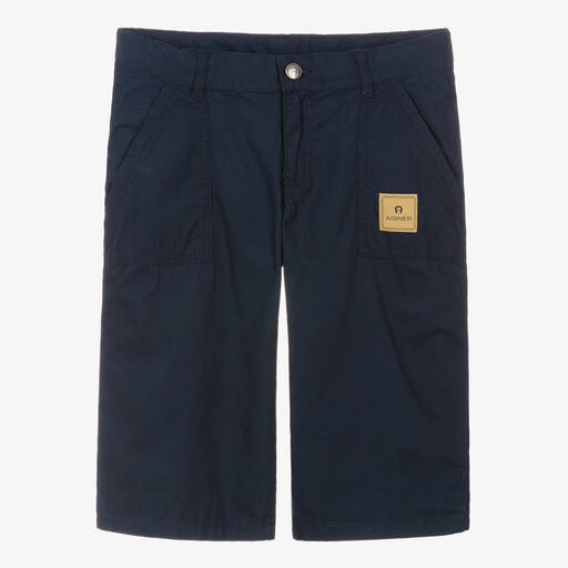 AIGNER-Teen Boys Blue Cotton Bermuda Shorts | Childrensalon Outlet