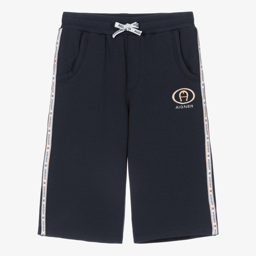 AIGNER-Teen Boys Blue Cotton Shorts | Childrensalon Outlet