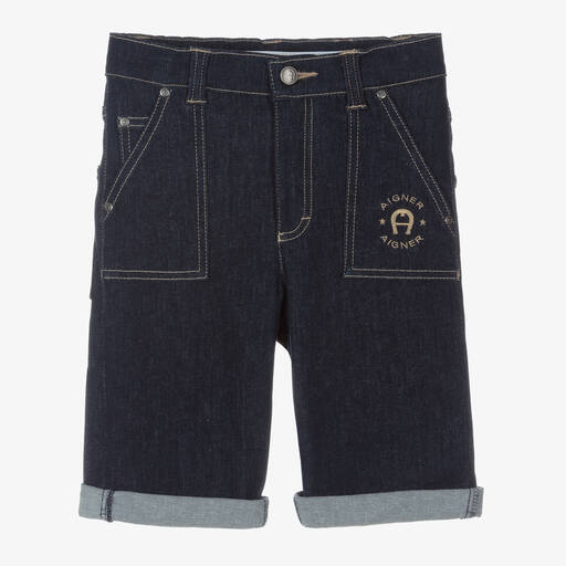 AIGNER-Teen Boys Blue Denim Bermuda Shorts | Childrensalon Outlet