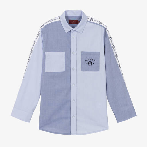 AIGNER-Teen Boys Blue Oxford Cotton Shirt | Childrensalon Outlet