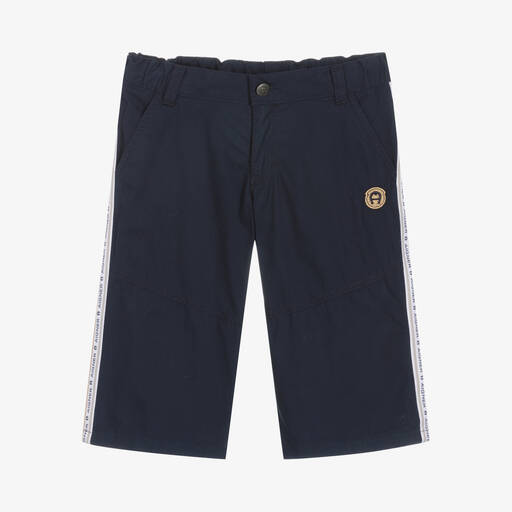 AIGNER-Teen Boys Navy Blue Cotton Logo Shorts | Childrensalon Outlet