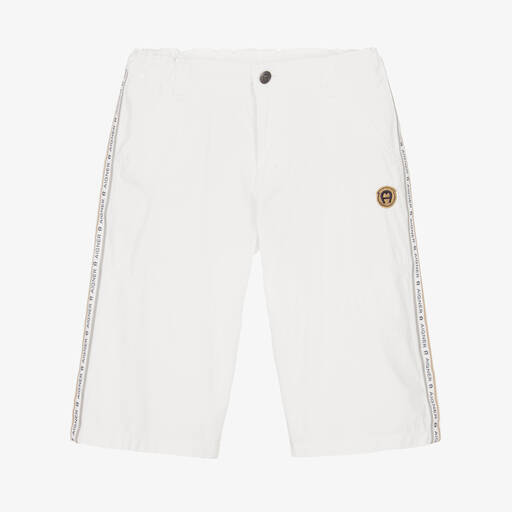 AIGNER-Teen Boys White Cotton Logo Shorts | Childrensalon Outlet