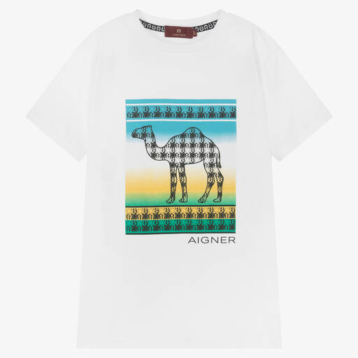 AIGNER-Weißes Teen Baumwoll-T-Shirt (J) | Childrensalon Outlet