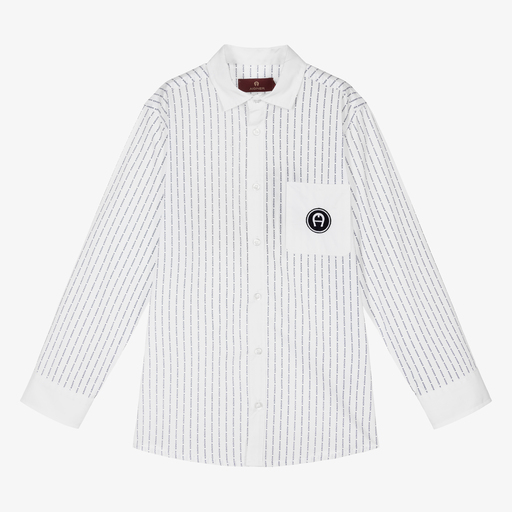 AIGNER-Chemise blanche en coton Ado garçon | Childrensalon Outlet