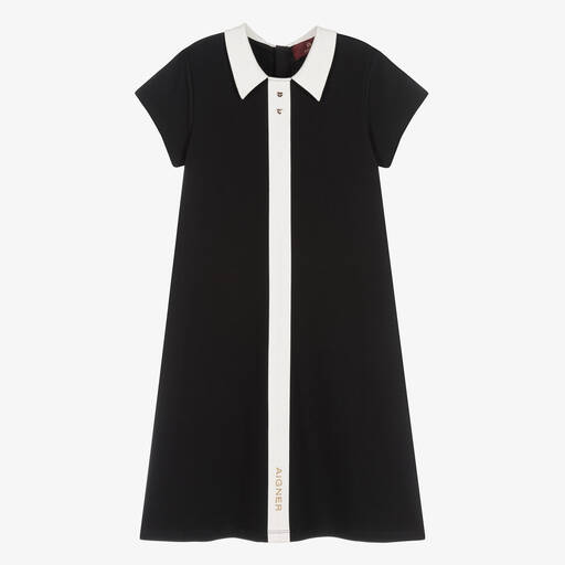 AIGNER-Robe noire et blanche en coton ado | Childrensalon Outlet