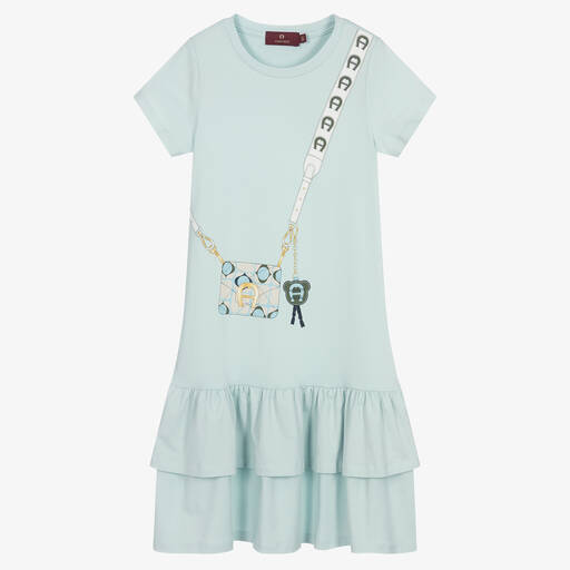 AIGNER-فستان تينز بناتي قطن لون أزرق | Childrensalon Outlet