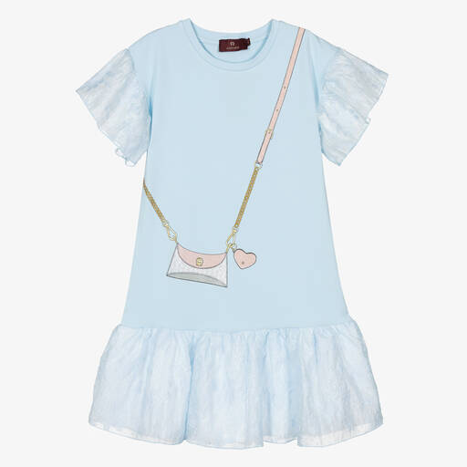 AIGNER-Teen Girls Blue Cotton Crossbody Bag Dress | Childrensalon Outlet