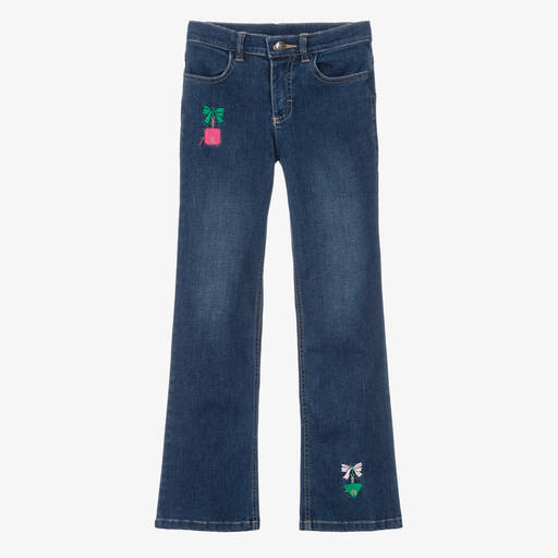 AIGNER-Teen Girls Blue Embroidered Denim Jeans | Childrensalon Outlet