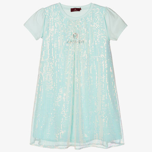 AIGNER-Teen Girls Blue Sequin Shimmer Dress | Childrensalon Outlet