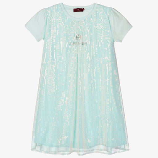 AIGNER-Robe d'été bleue à sequins ado | Childrensalon Outlet