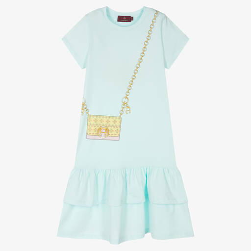AIGNER-Teen Girls Green Cotton Dress | Childrensalon Outlet