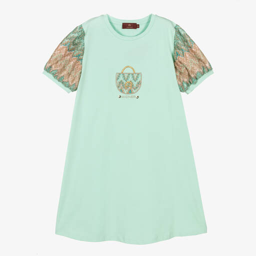 AIGNER-Teen Girls Green Cotton & Knit Dress | Childrensalon Outlet
