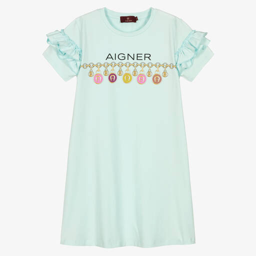 AIGNER-Зеленое хлопковое платье | Childrensalon Outlet