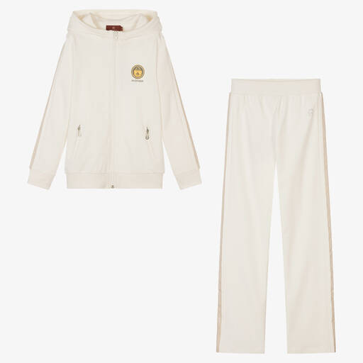 AIGNER-Teen Girls Ivory Cotton Tracksuit | Childrensalon Outlet