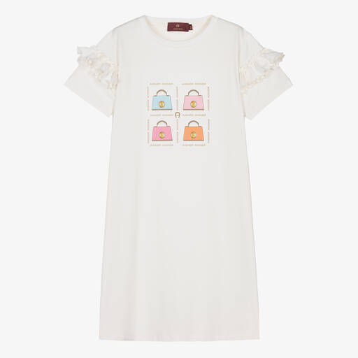 AIGNER-Teen Girls Ivory Handbag Cotton Dress | Childrensalon Outlet