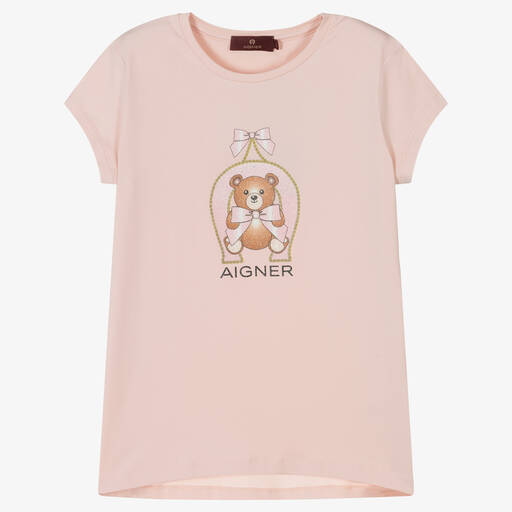 AIGNER-Teen Girls Pink Cotton T-Shirt | Childrensalon Outlet