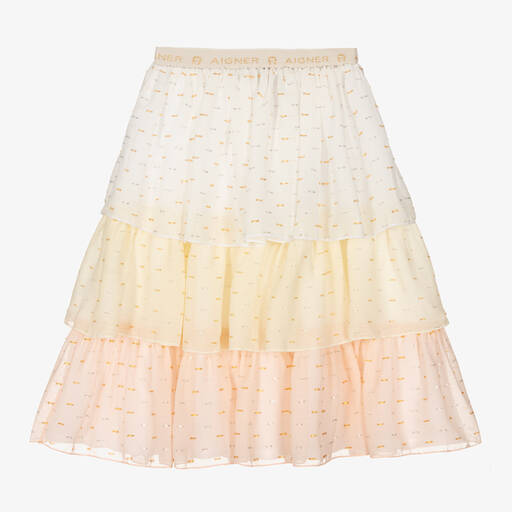 AIGNER-Teen Girls Pink & Yellow Chiffon Skirt  | Childrensalon Outlet