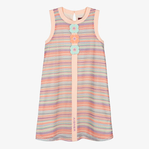 AIGNER-Teen Girls Pink Zig Zag Crochet Dress | Childrensalon Outlet