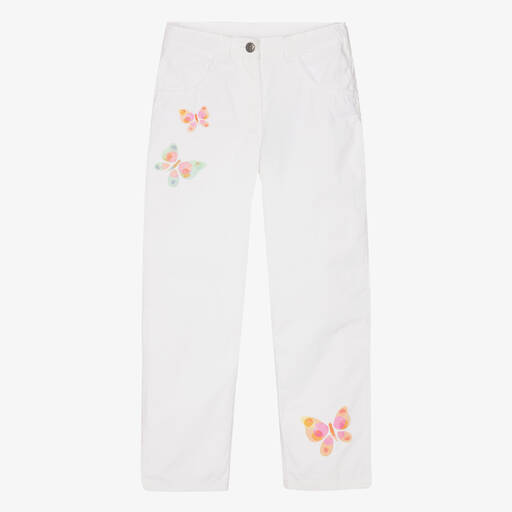 AIGNER-Teen Girls White Cotton Butterfly Trousers | Childrensalon Outlet
