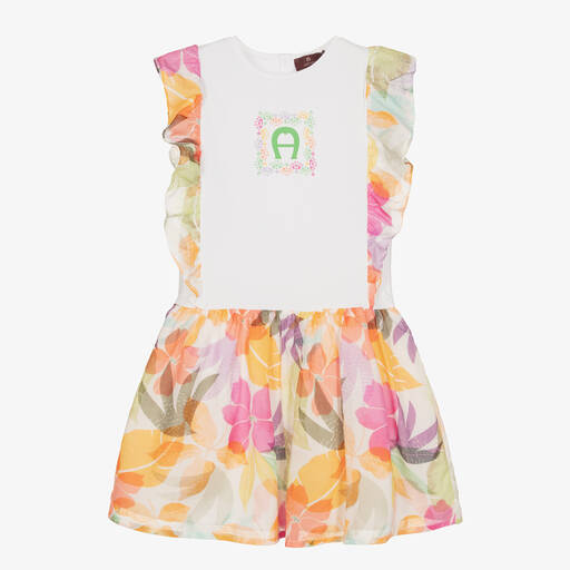 AIGNER-Белое хлопковое платье с цветами | Childrensalon Outlet