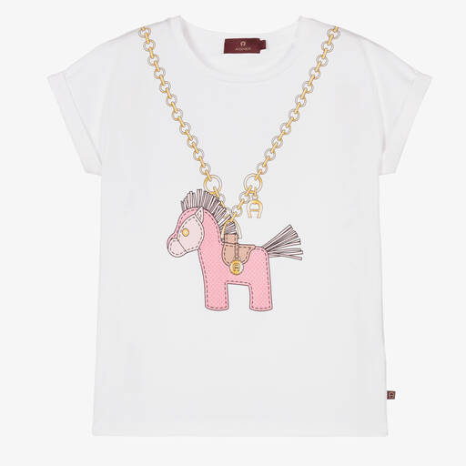 AIGNER-Teen Girls White Logo T-Shirt | Childrensalon Outlet