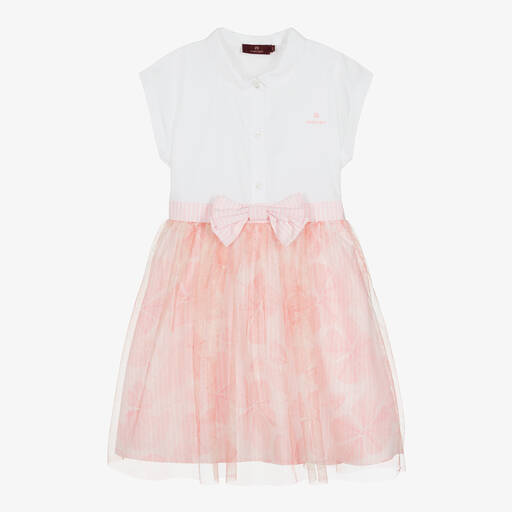 AIGNER-Robe chemise blanche et rose ado | Childrensalon Outlet