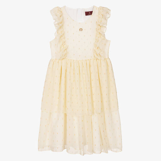 AIGNER-Robe mousseline jaune et dorée ado | Childrensalon Outlet