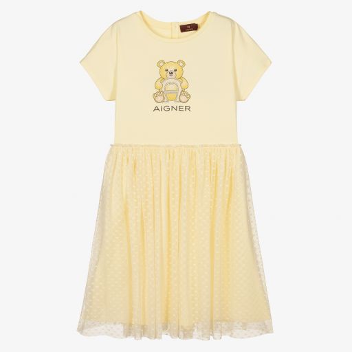 AIGNER-Robe jaune en tulle Ado | Childrensalon Outlet